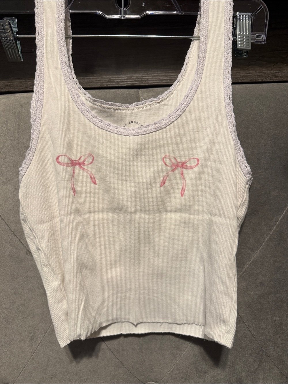 PS/LA White Pink Bow Thermal Tank Top Size XS